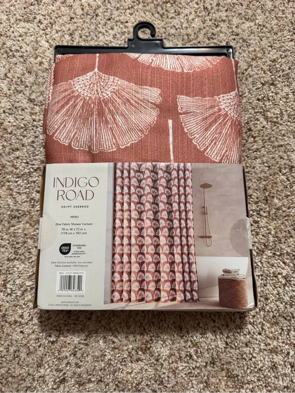 Indigo Road Meru Egypt Sherrod Floral Fabric Shower Curtain 70 x 72 Terracotta